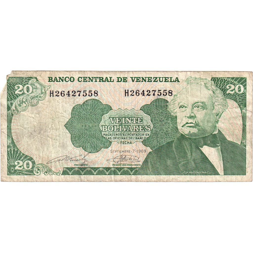 Venezuela, 20 Bolivares, 1989-09-07, VF(20-25)