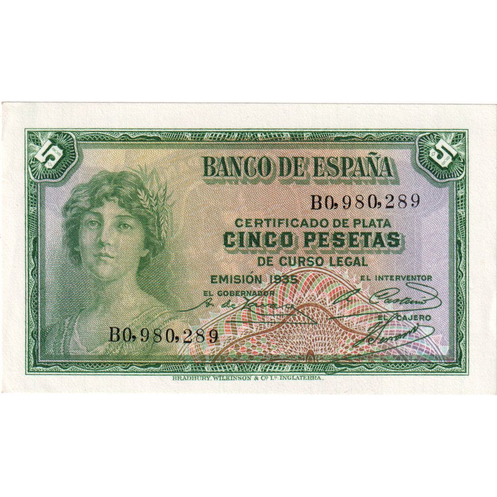 Spain, 5 Pesetas, UNC(63)