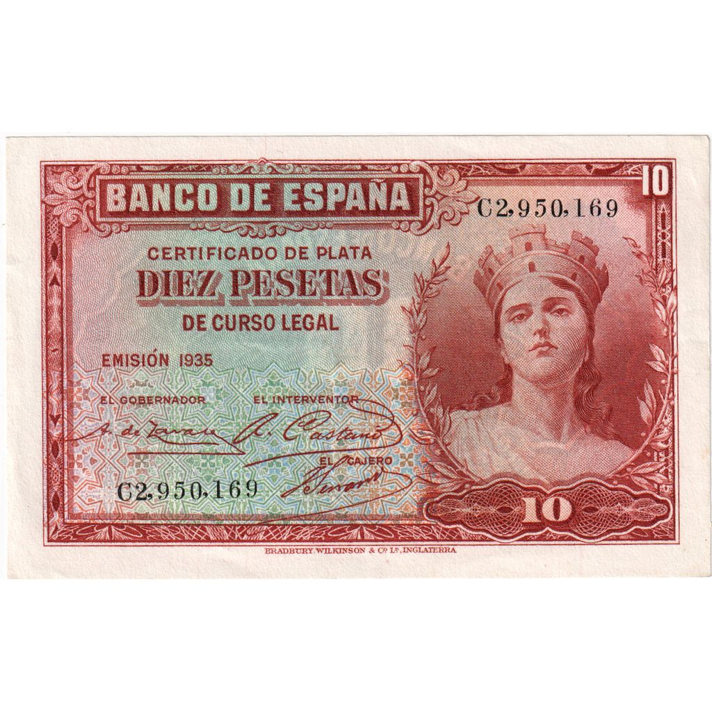 Spain, 10 Pesetas, AU(55-58)