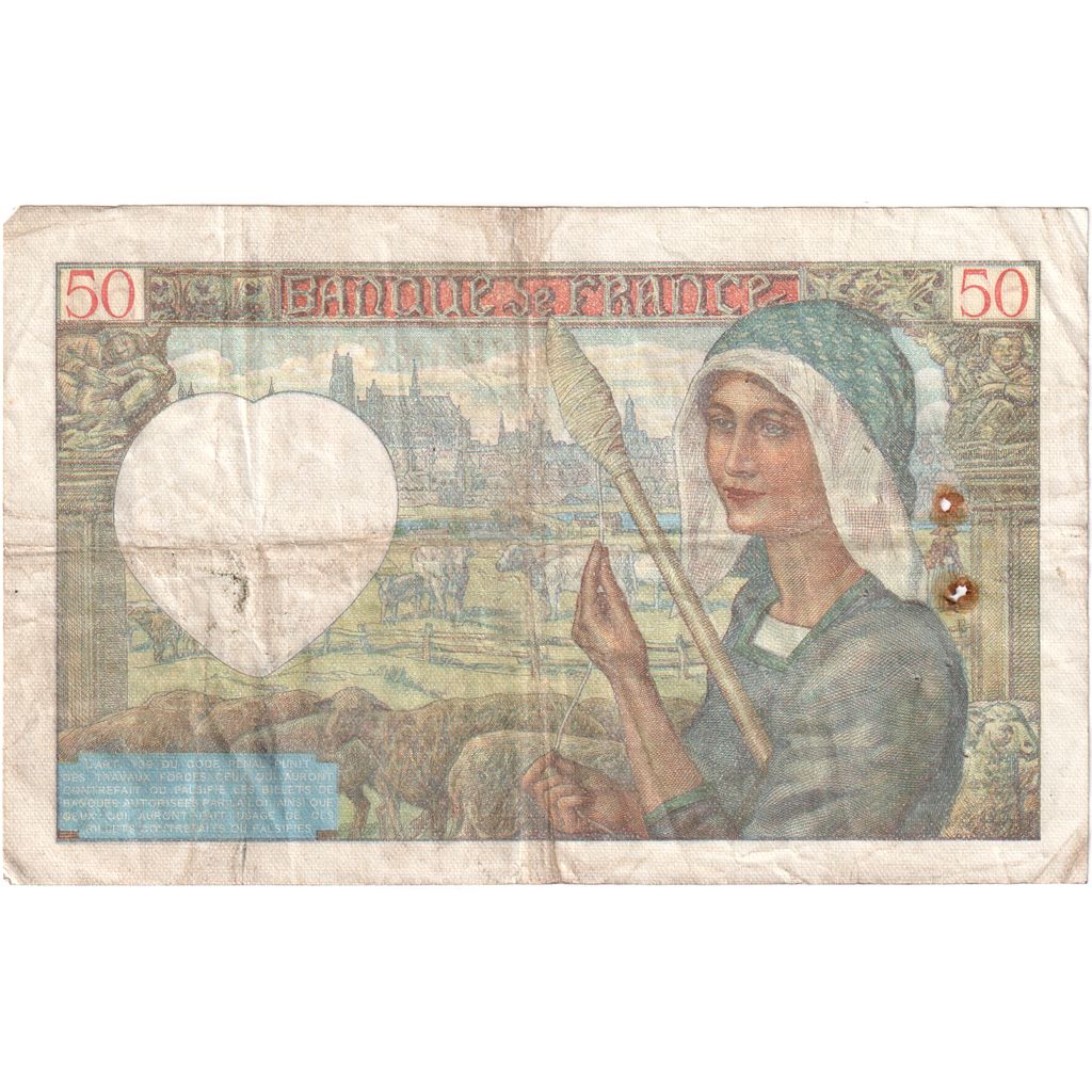 France, 50 Francs, Jacques Coeur, 1941-09-11, B.117, EF(40-45)