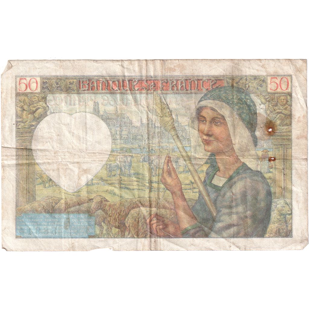 Francia, 50 Francs, Jacques Coeur, 1941-04-24, T.69, MB+