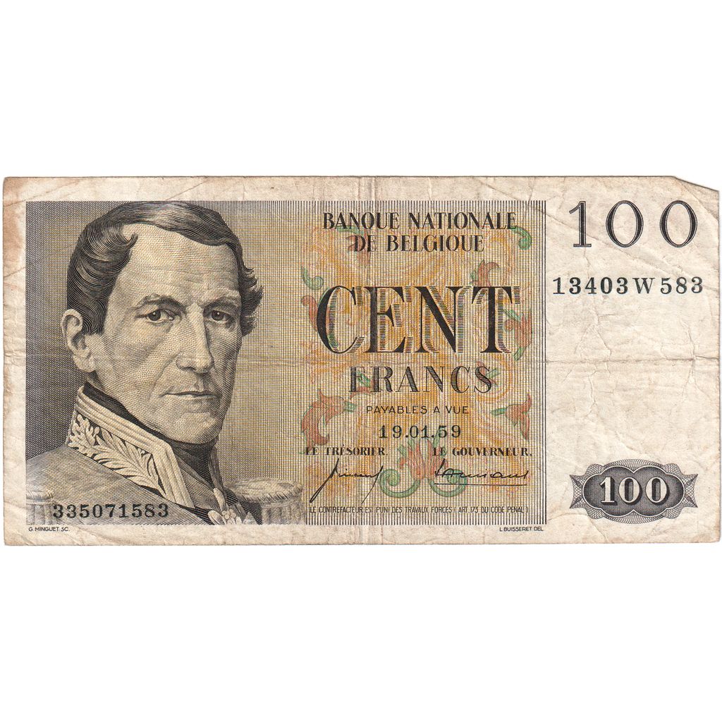 Belgien, 100 Francs, 1959-01-19, S