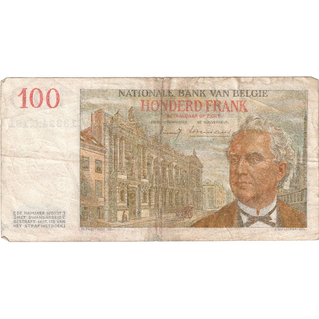 Belgium, 100 Francs, 1959-01-12, VF(20-25)