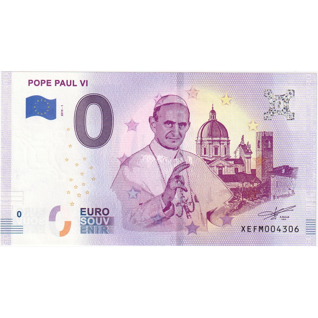 Vatican, Tourist Banknote - 0 Euro, Vatican - Italy - Le Pape Paul VI, 2019, UNC