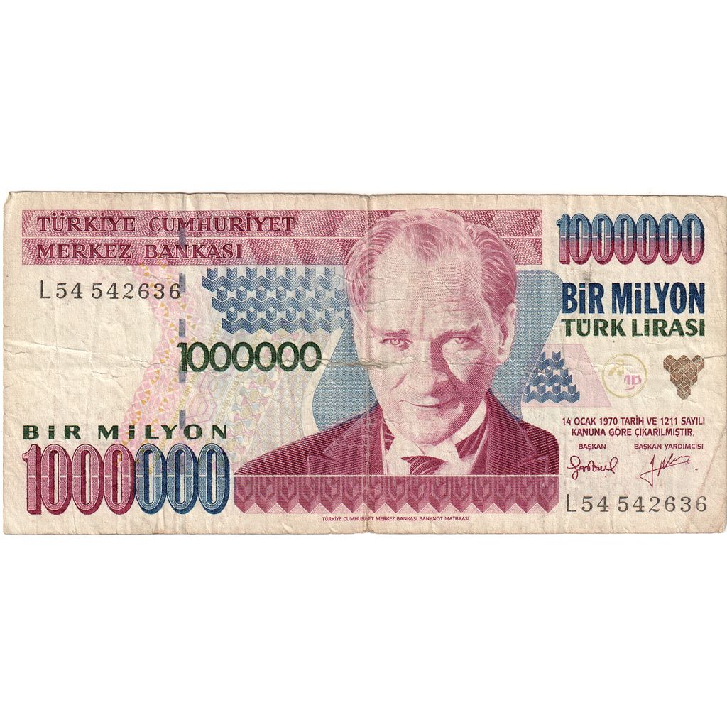 Turquia, 1,000,000 Lira, VF(30-35)