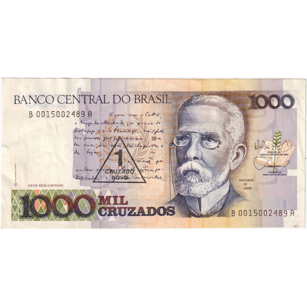 Brasilien, 1 Cruzado Novo on 1000 Cruzados, VZ