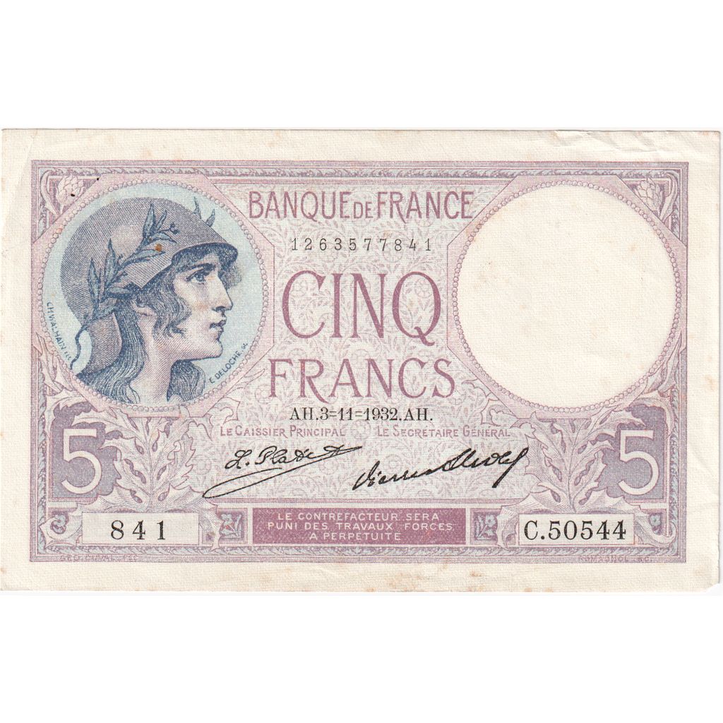 Francia, 5 Francs, Violet, 1932-11-03, C.50544, SPL-