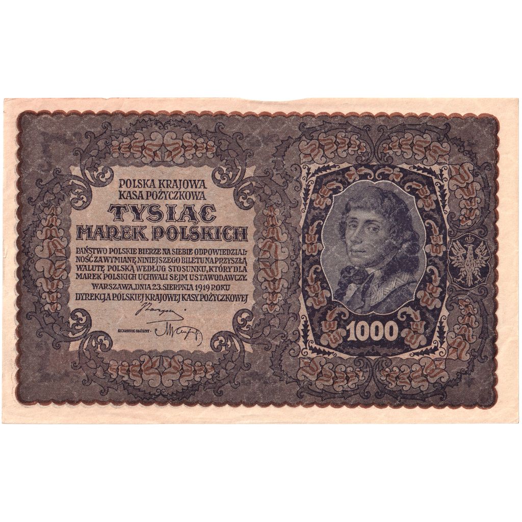 Polonia, 1000 Marek, 1919-08-23, EBC, PMG