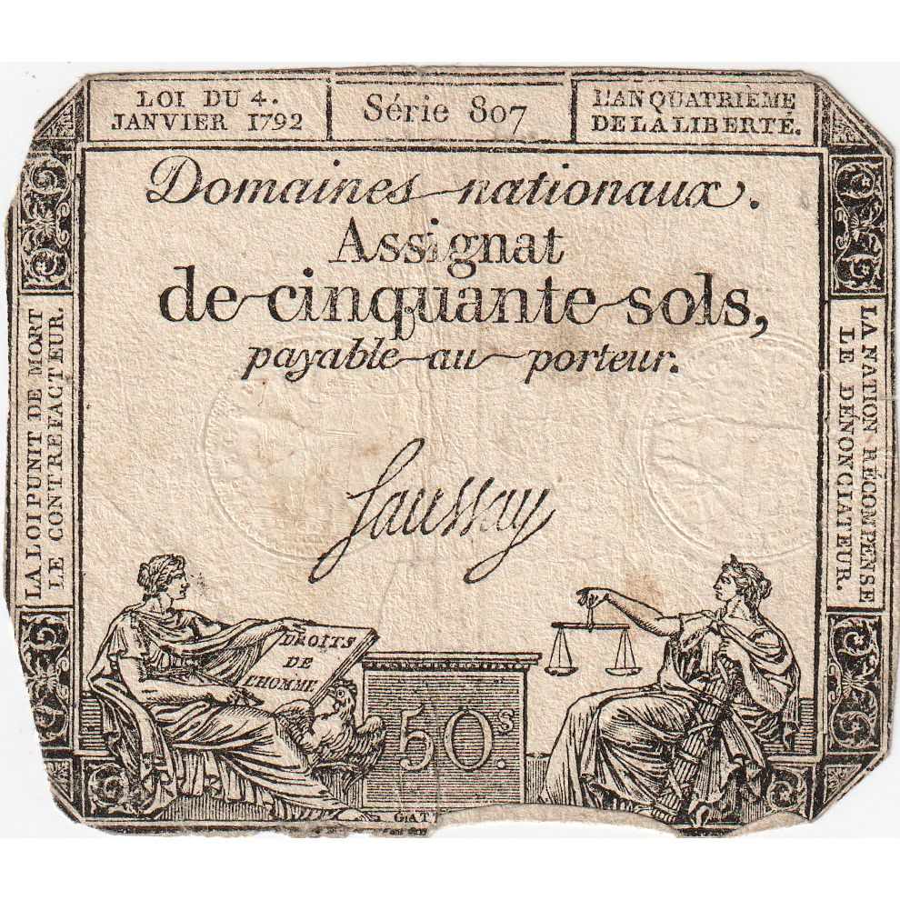 Francia, 50 Sols, 23.5.1793, SERIE 807, BB
