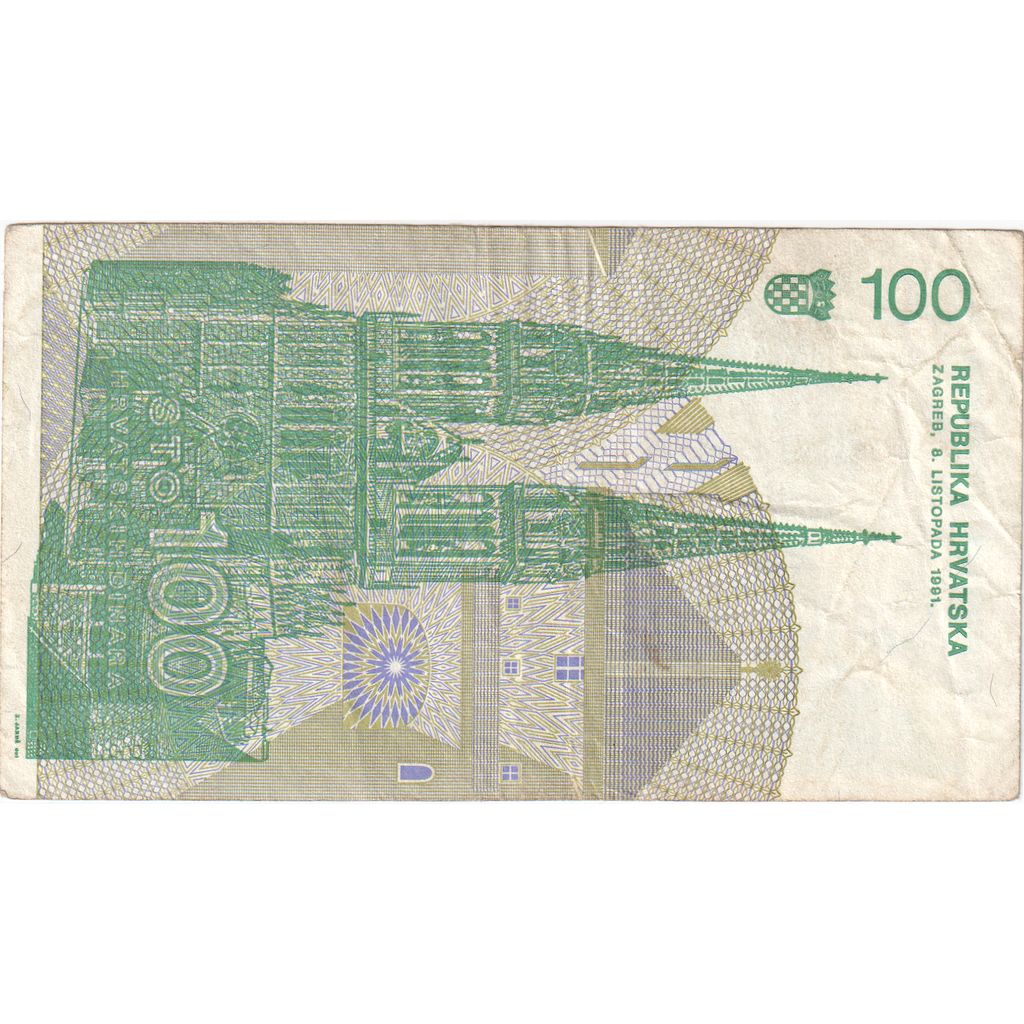 Kroatië, 100 Dinara, 1991-10-08, TB
