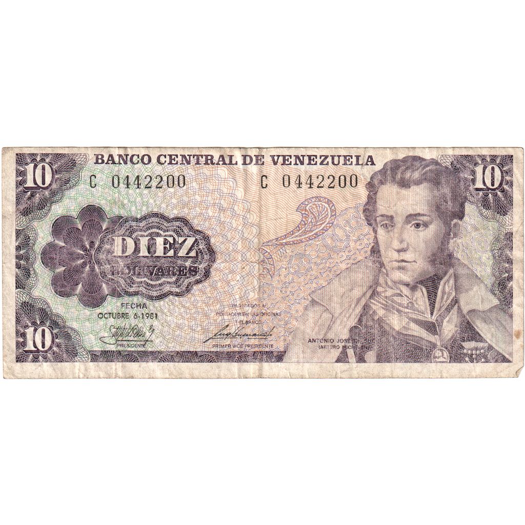 Venezuela, 10 Bolívares, 1981-10-06, VF(20-25)