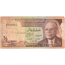 Tunisia, 1/2 Dinar, 1972-08-03, VF(20-25)