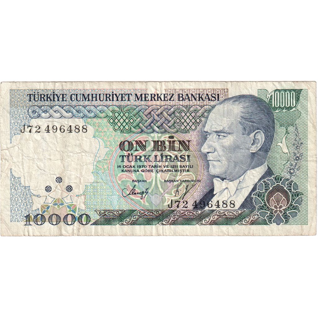 Turkey, 10,000 Lira, VF(20-25)