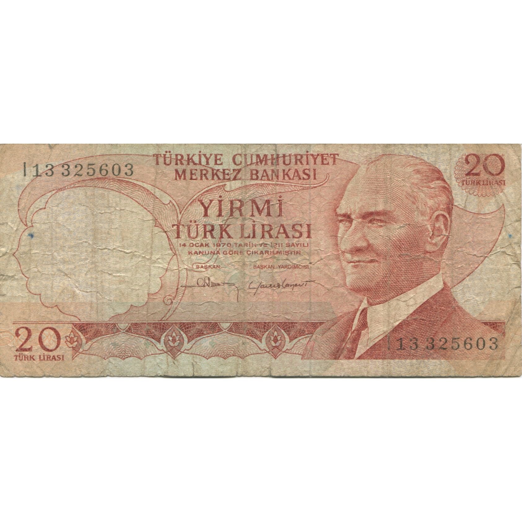Banknote, Turkey, 20 Lira, 1970, 1970-01-14, KM:187b, VG(8-10)