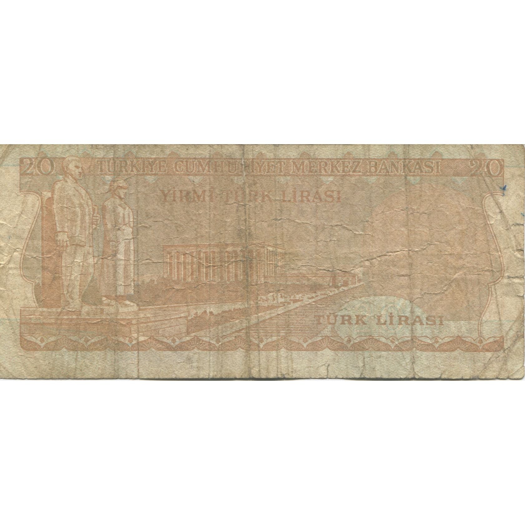 Banknote, Turkey, 20 Lira, 1970, 1970-01-14, KM:187b, VG(8-10)