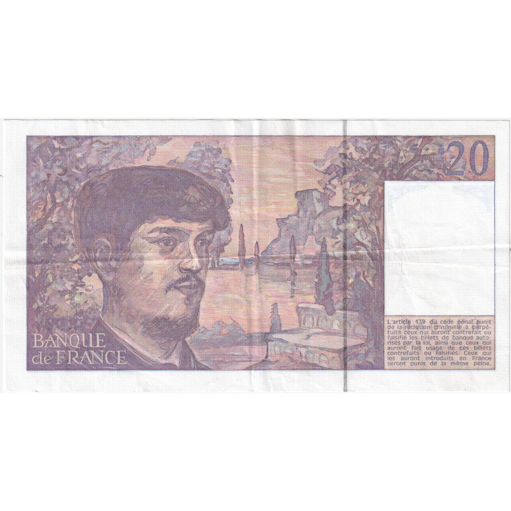 Frankrijk, 20 Francs, Debussy, D.028, SUP