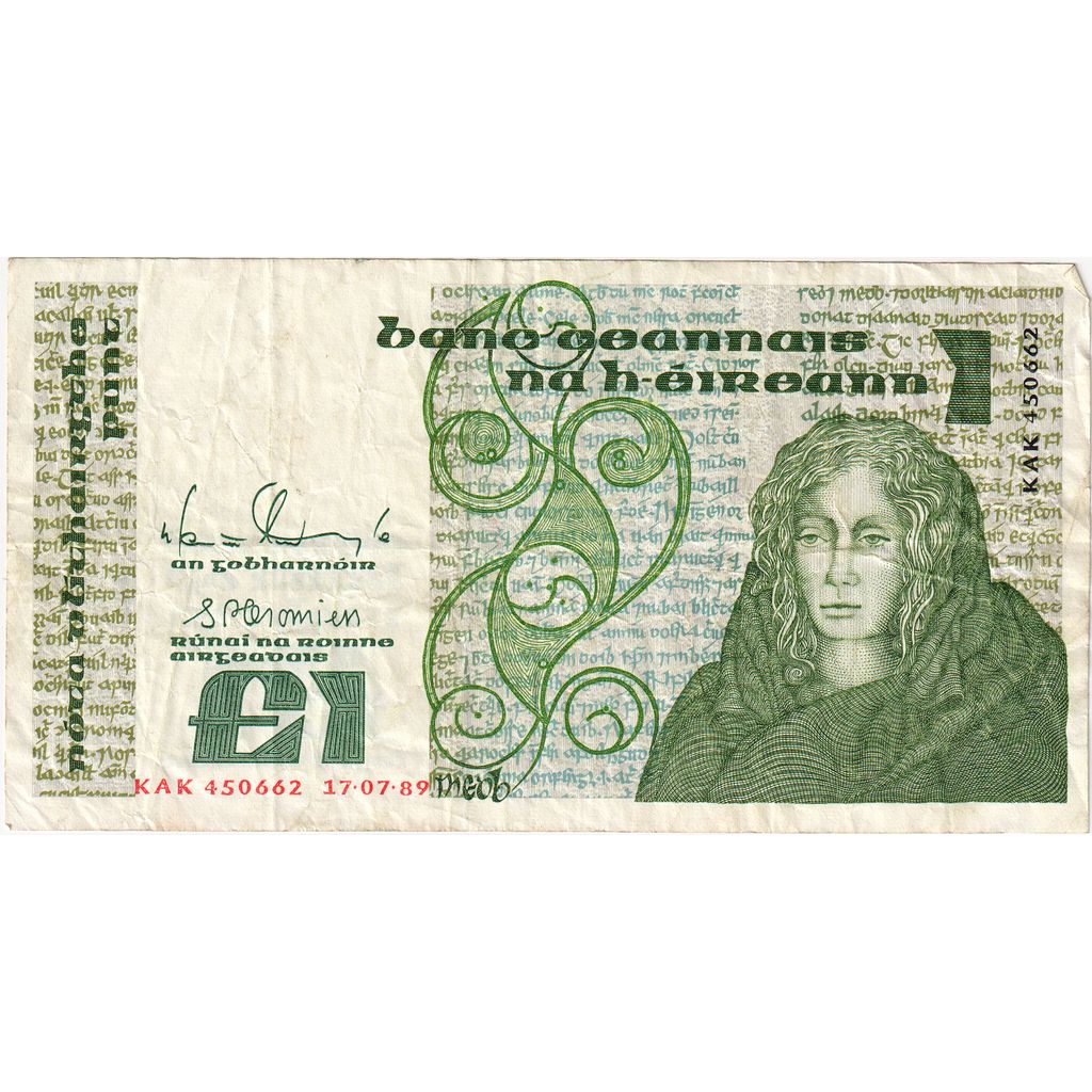 Ireland - Republic, 1 Pound, 1989-07-17, EF(40-45)