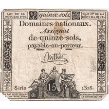 France, 15 Sols, 1792-10-24, SERIE 1326, TB+