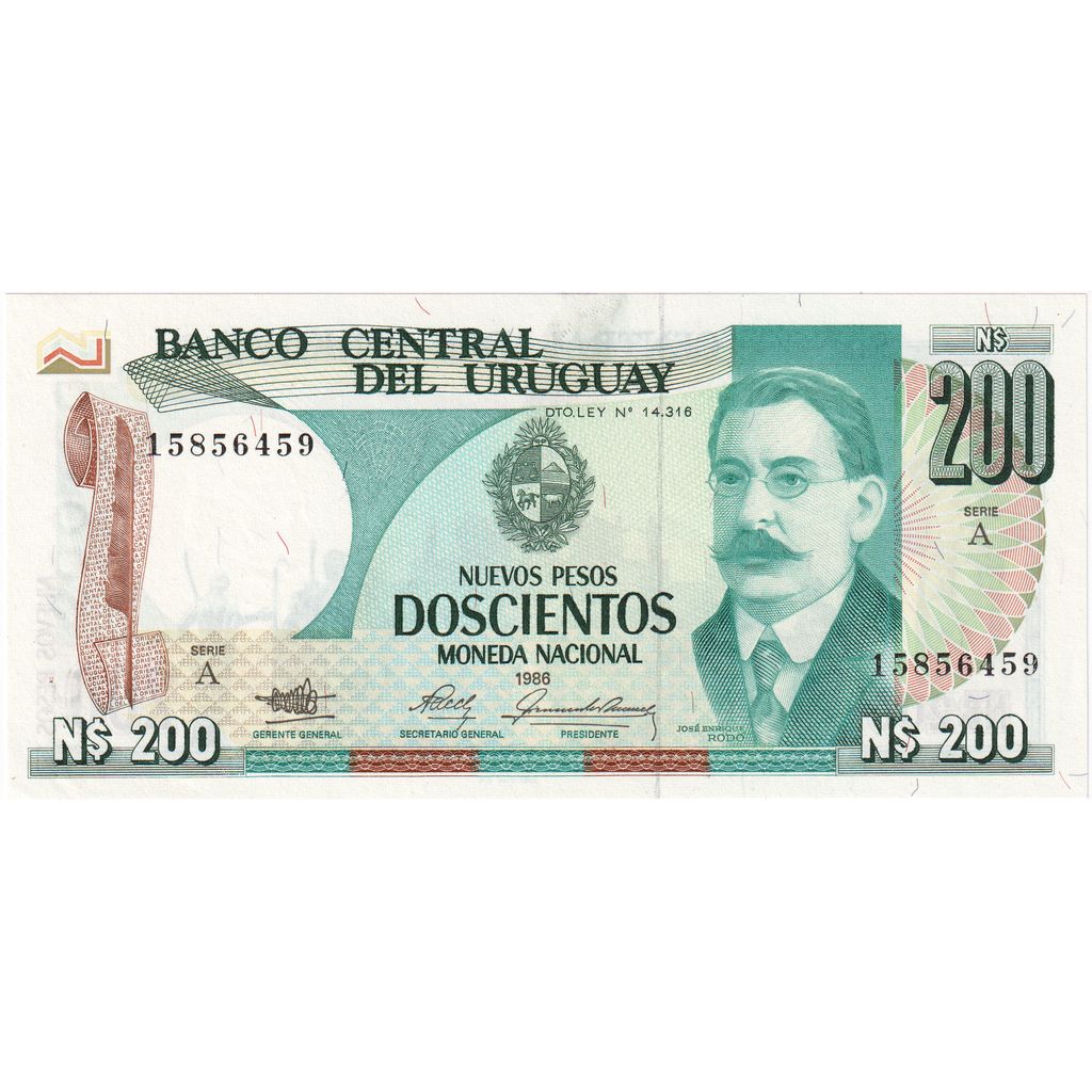 Banconote, Uruguay, 200 Nuevos Pesos, 1986, FDS