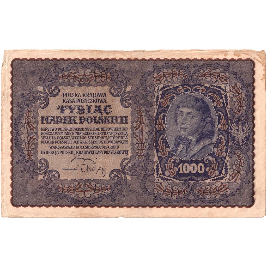 Polska, 1000 Marek, 1919-08-23, VF(30-35)