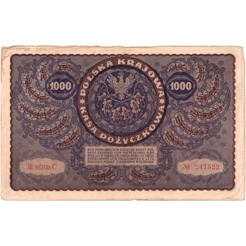Polska, 1000 Marek, 1919-08-23, VF(30-35)