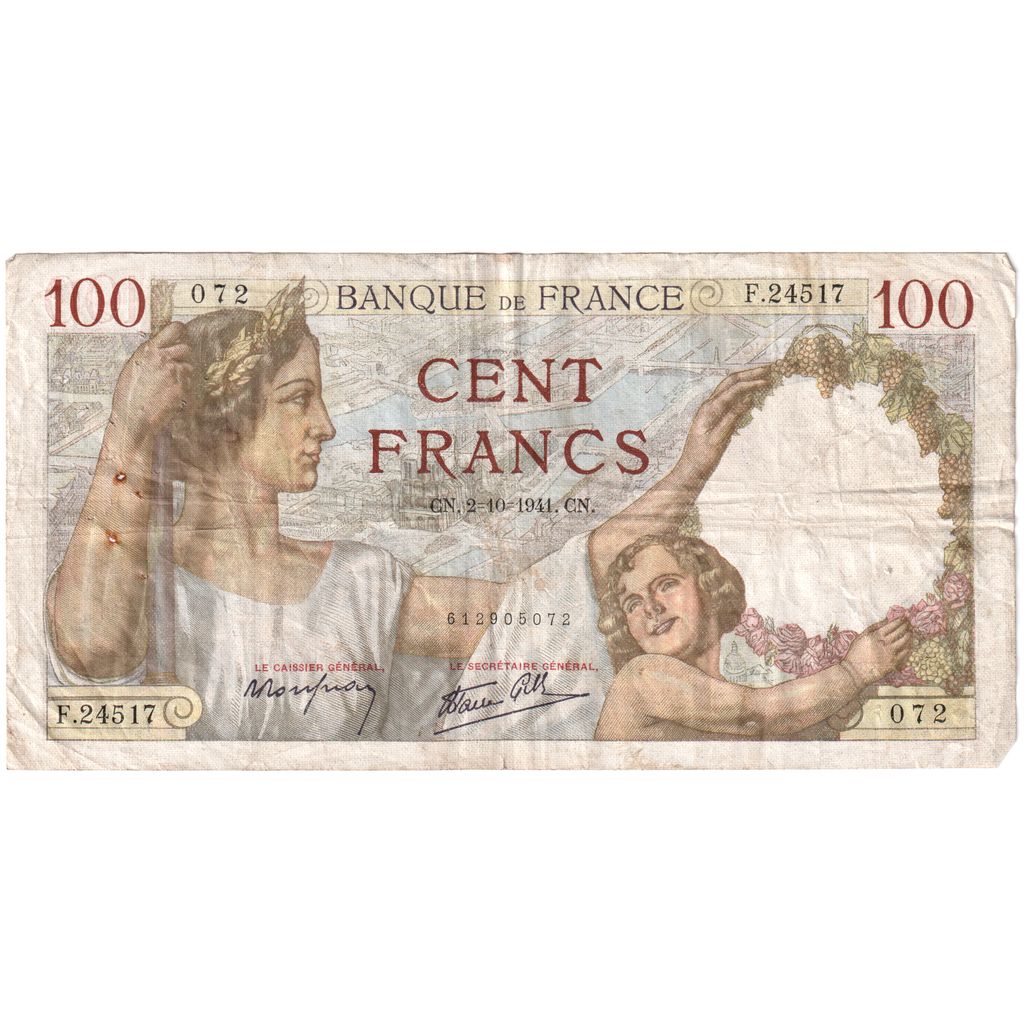 Francia, 100 Francs, Sully, 1941-10-02, F.24517, MB+