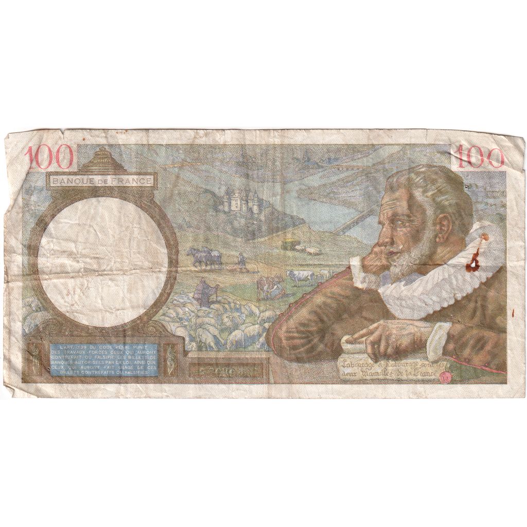 Francia, 100 Francs, Sully, 1941-04-30, E.21347, BC+