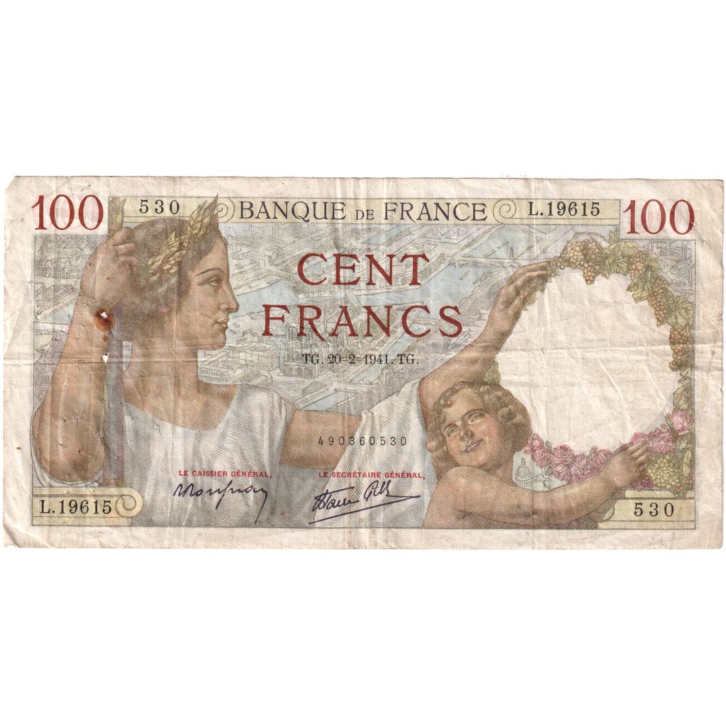 Francia, 100 Francs, Sully, 1941-02-20, L.19615, MB