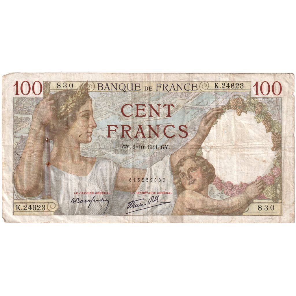 Francia, 100 Francs, Sully, 1941-10-02, K.24623, BC