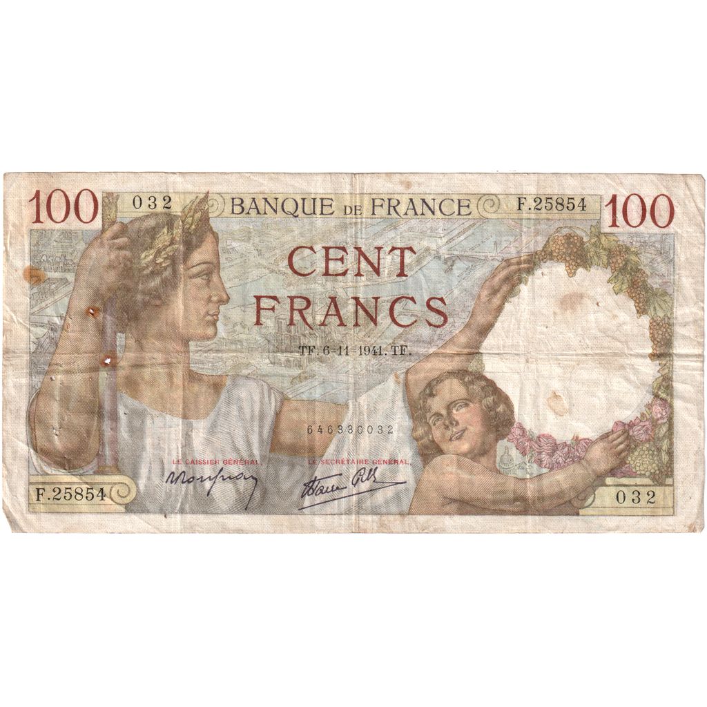 Francia, 100 Francs, Sully, 1941-11-06, F.25854, BC+