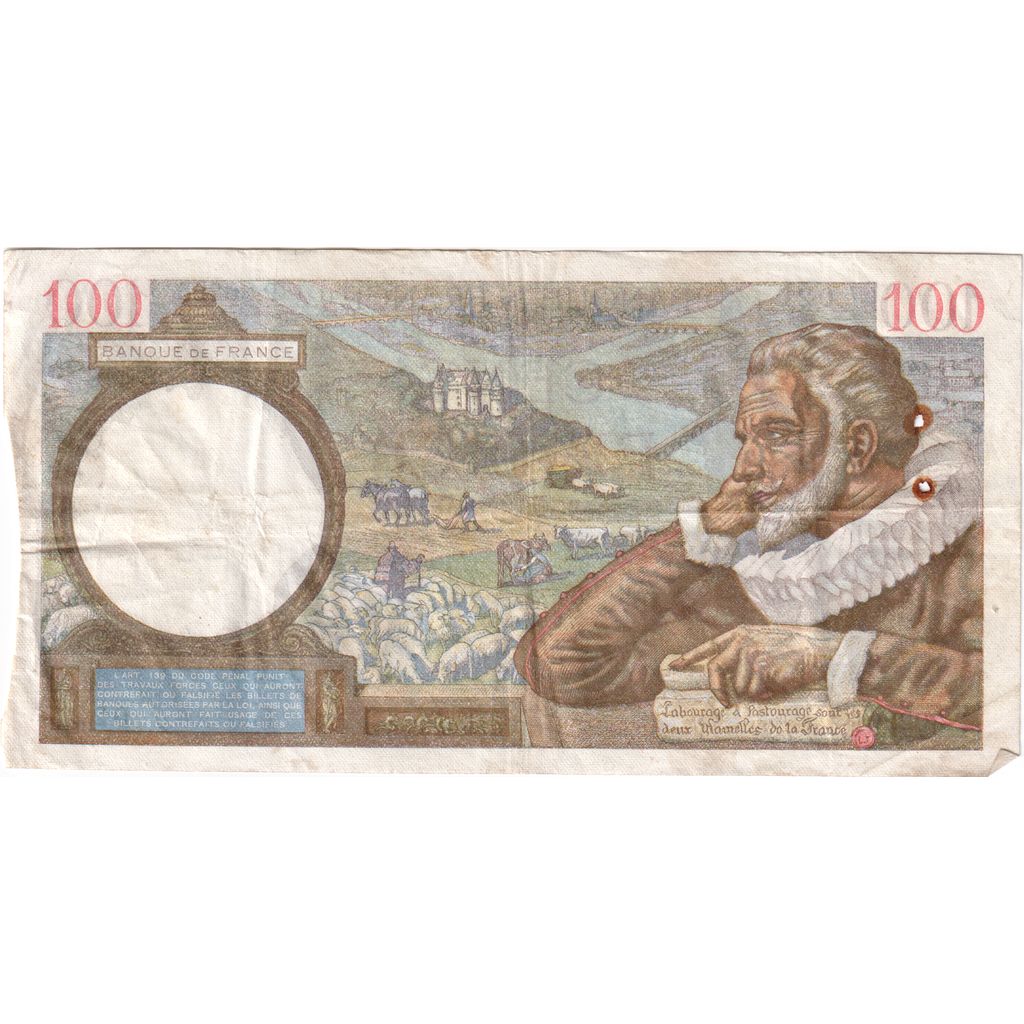 França, 100 Francs, Sully, 1942-04-23, P.30220, VF(20-25)