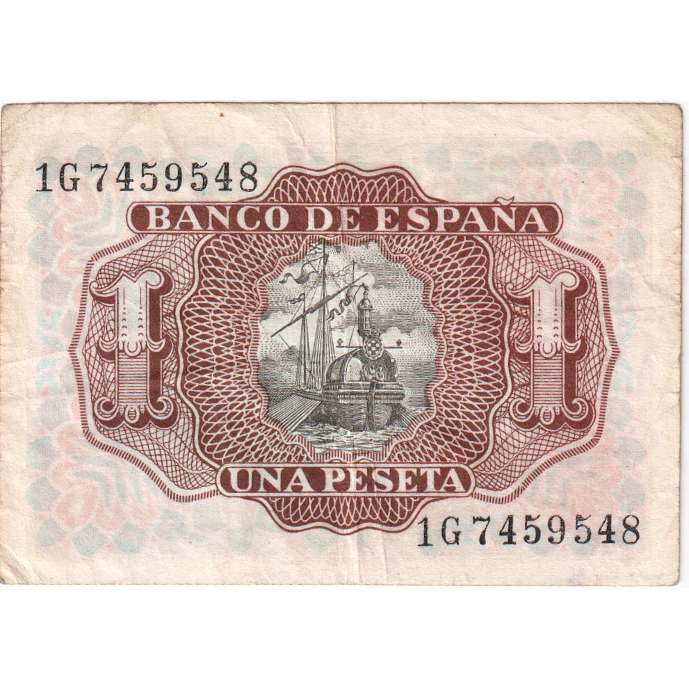 Spagna, 1 Peseta, 1953-07-22, MB+