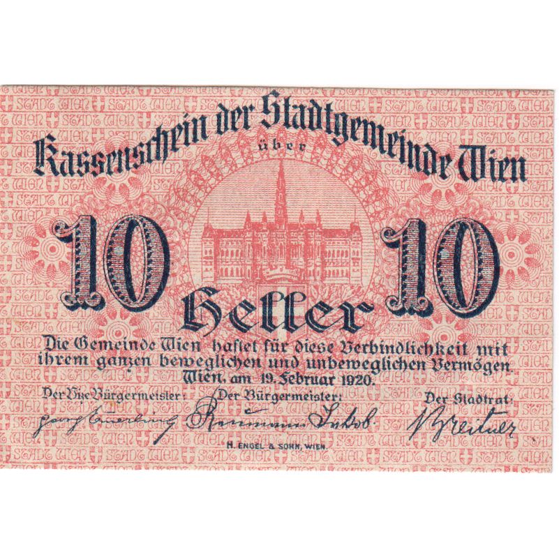 Austria, Wien N.Ö. Stadtgemeinde, 10 Heller, 1920-02-19, UNC(63)