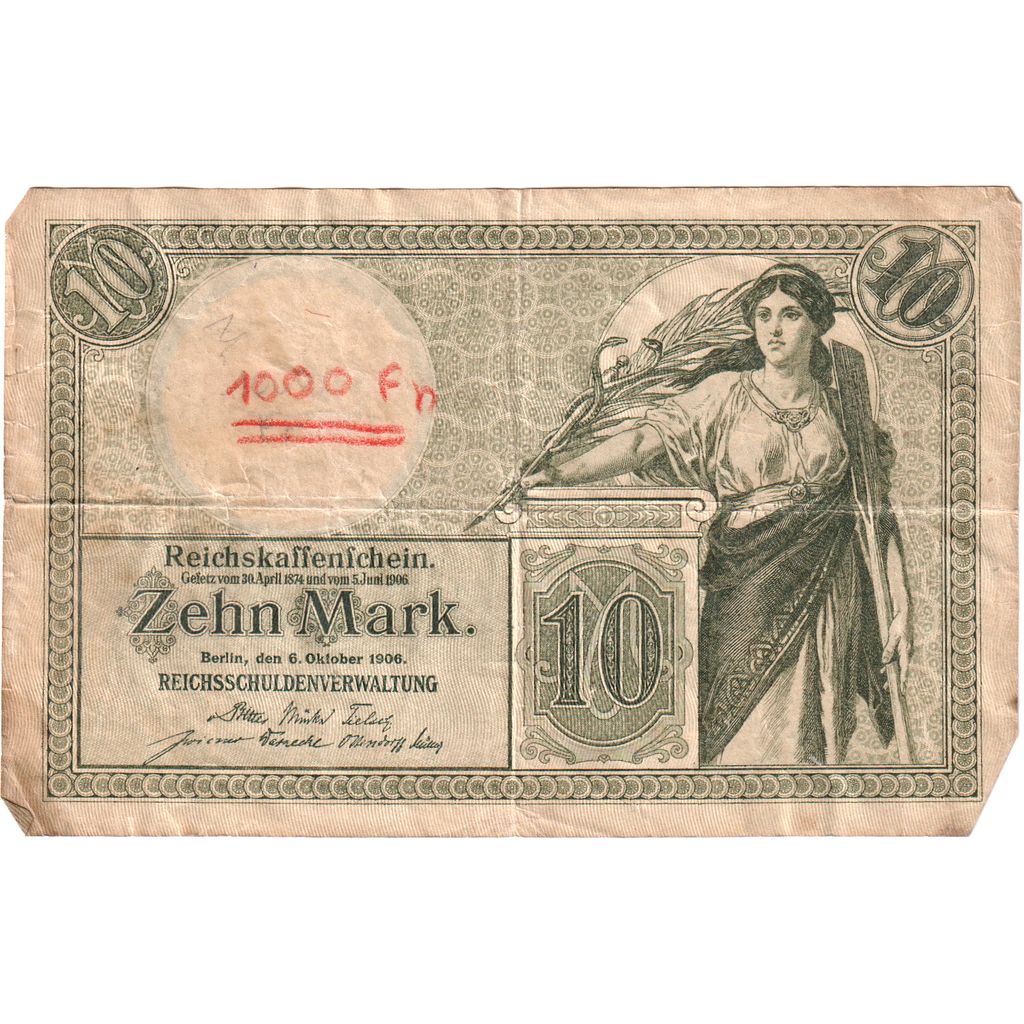 Alemanha, 10 Mark, VF(20-25)