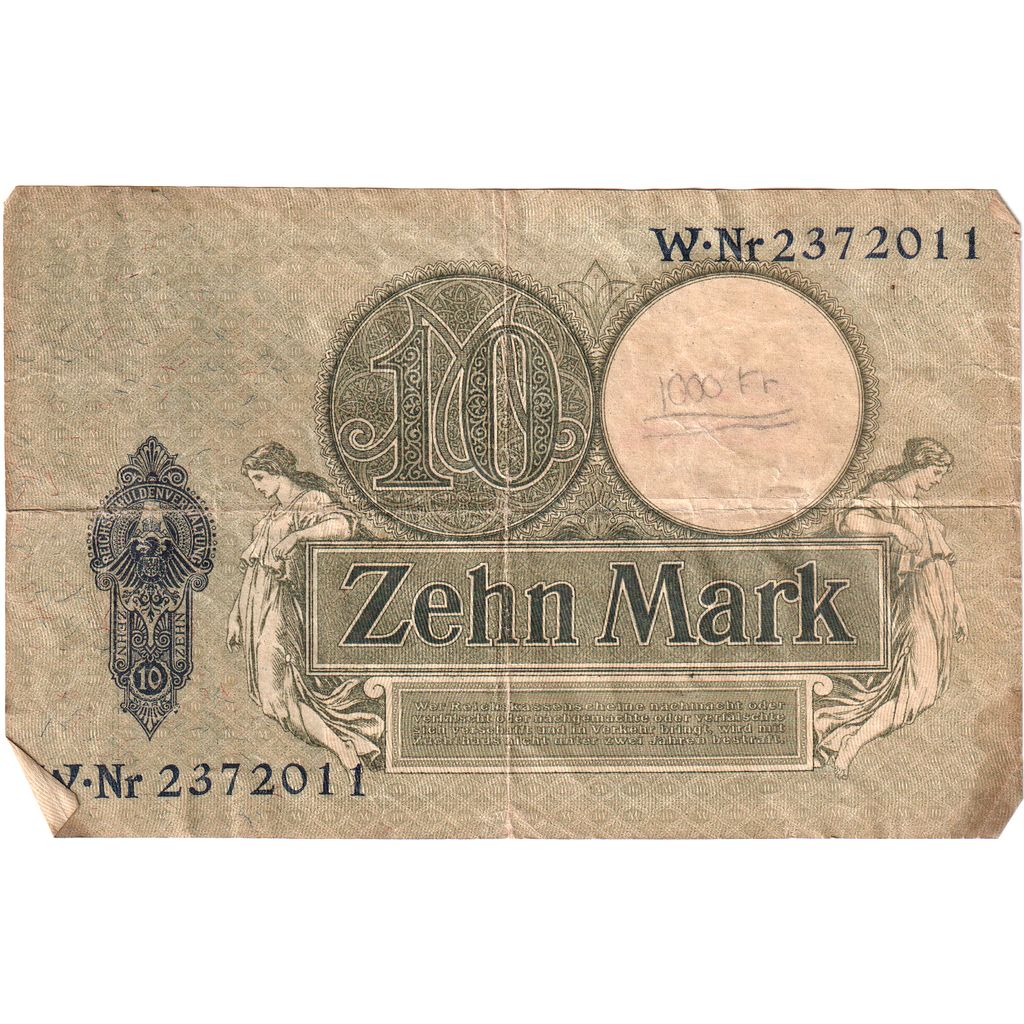 Alemanha, 10 Mark, VF(20-25)