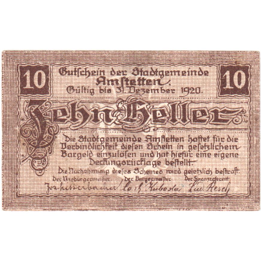 Austria, Waldburg, 10 Heller, 1920-01-01, UNC(63)
