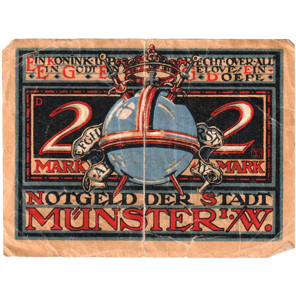 Niemcy, Munster, 2 Mark, 1921-08-01, EF(40-45)