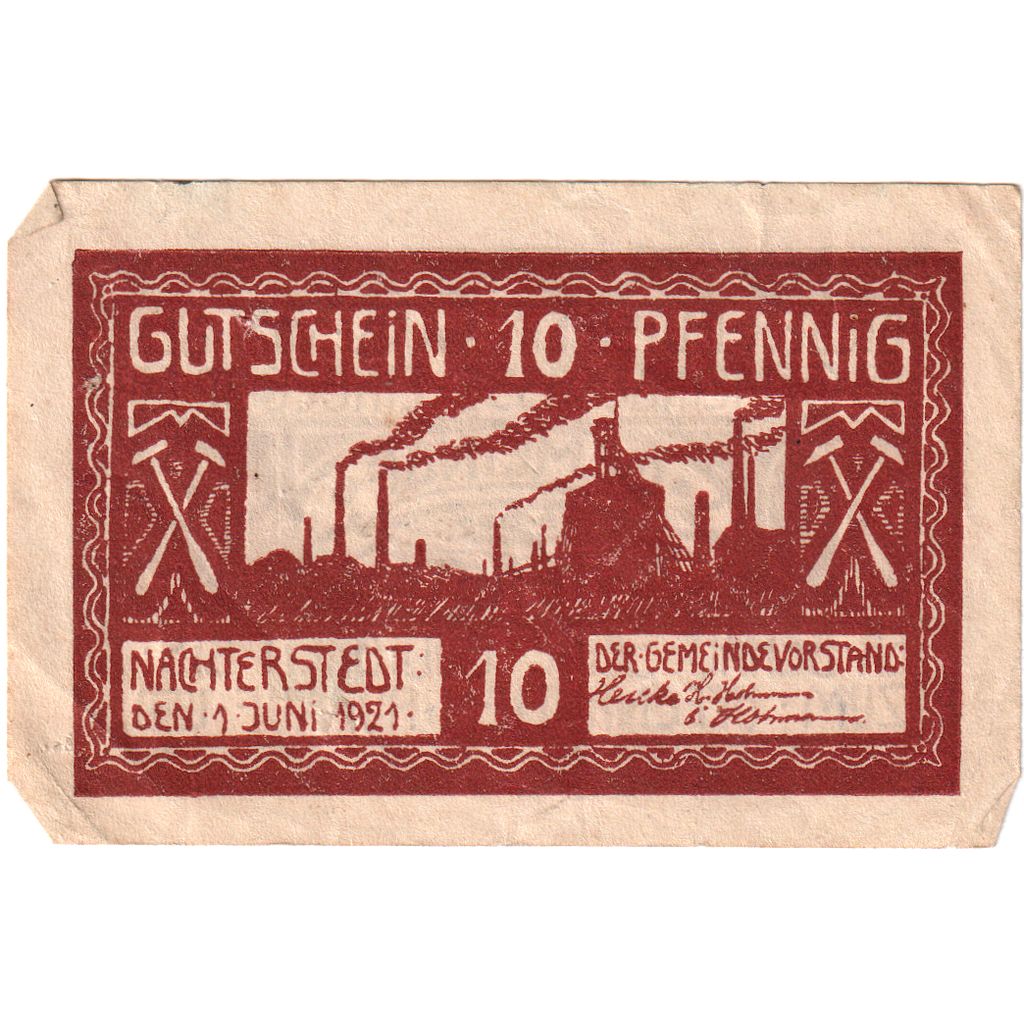 Niemcy, Nachterstedt Gemeinde, 10 Pfennig, EF(40-45)