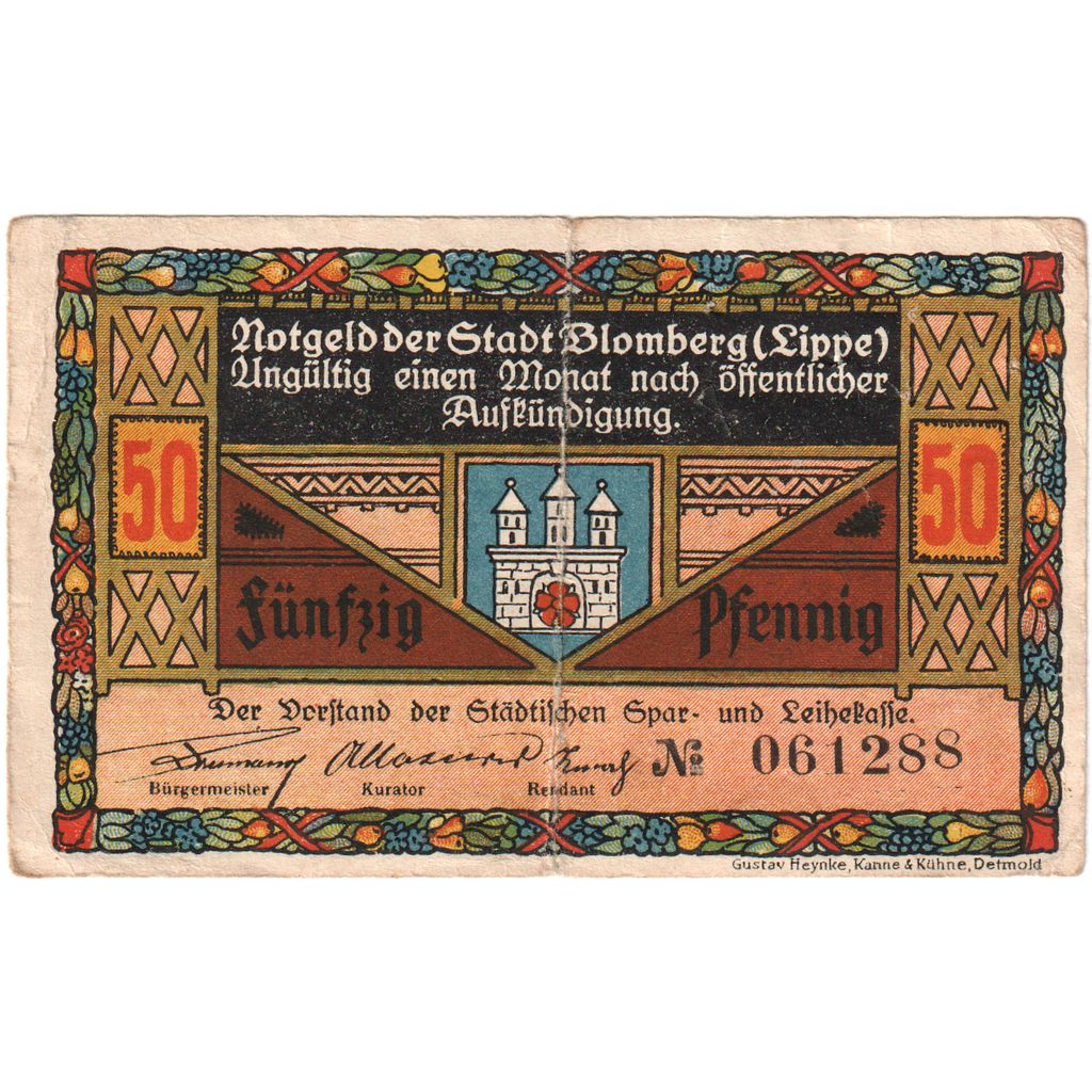 Niemcy, Blomberg, 50 Pfennig, EF(40-45)