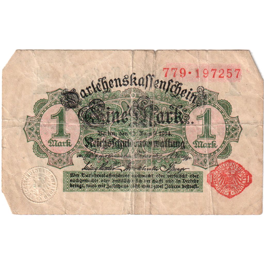 Alemania, 1 Mark, 1914-08-12, BC