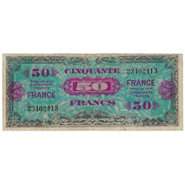 France, 50 Francs, 1944, TB, Fayette:VF24.01, KM:117a