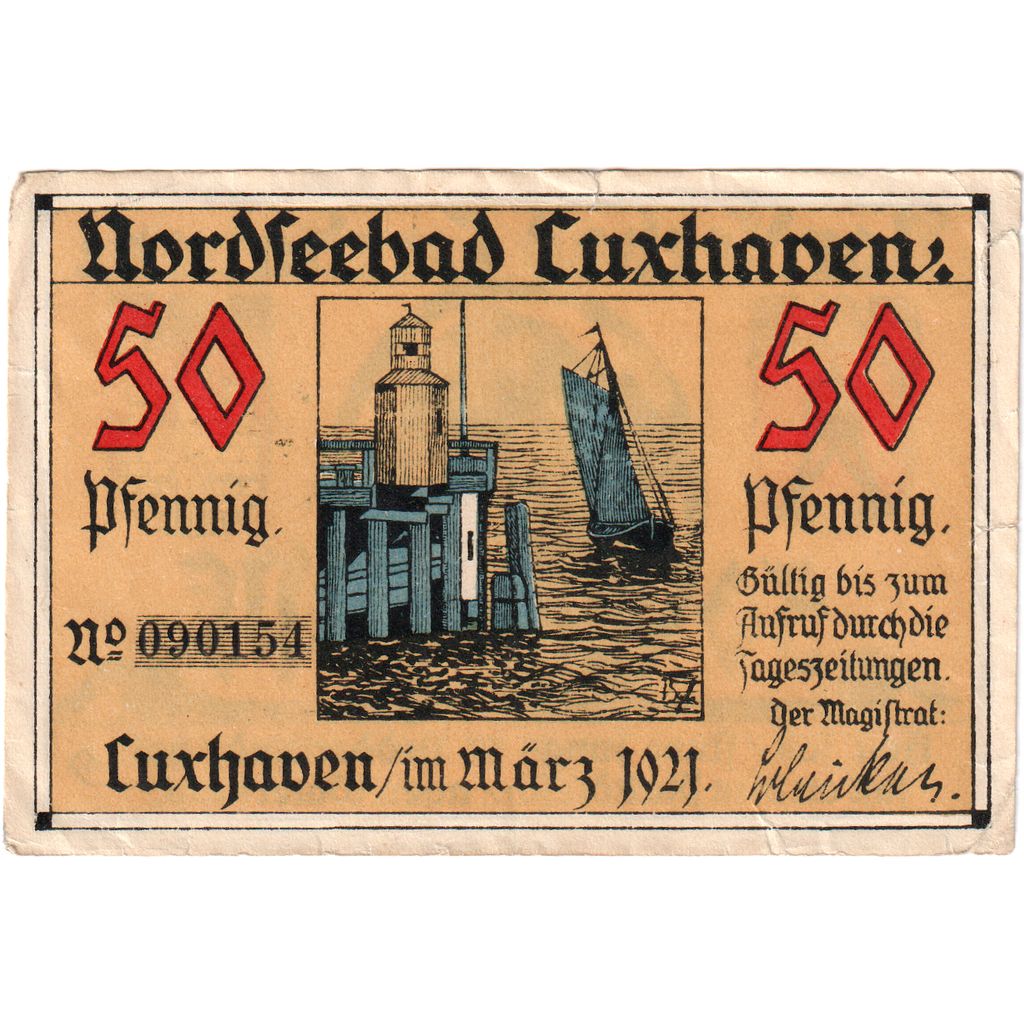 Billet, Allemagne, Cuxhaven Stadt, 50 Pfennig, personnage, 1921, SUP, Mehl:249.2
