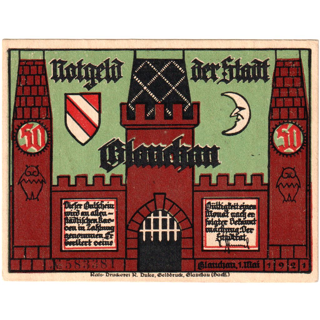 Allemagne, Glauchau, 50 Pfennig, 1921-05-01, SPL