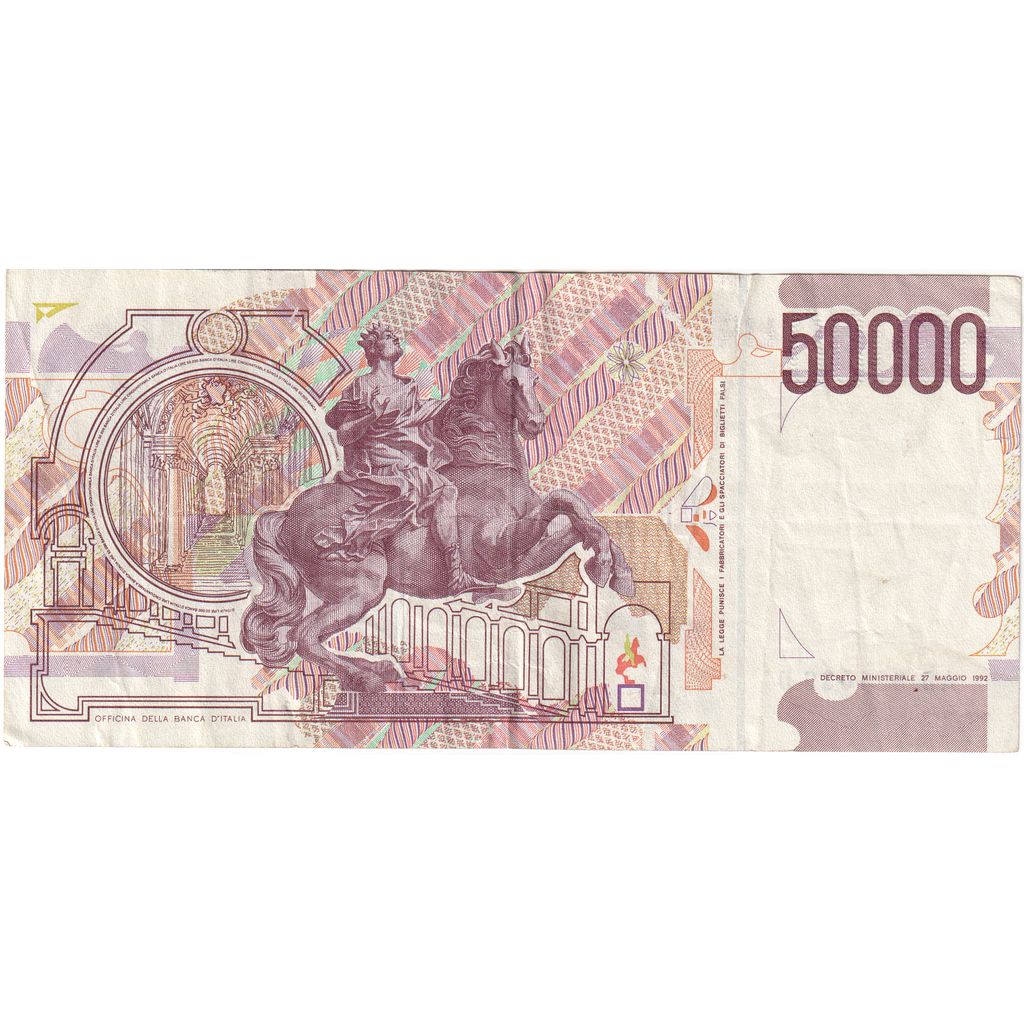 Italy, 50,000 Lire, 1992-05-27, EF(40-45)