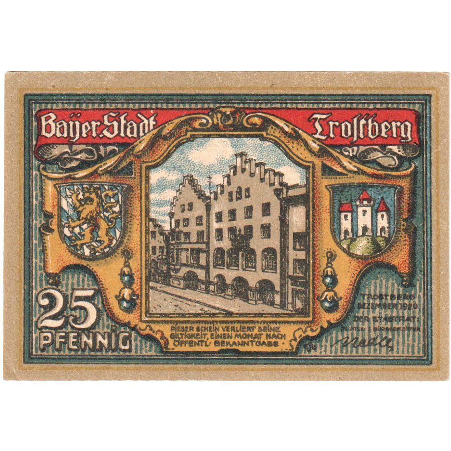 Niemcy, Trostberg, 25 Pfennig, UNC(63)