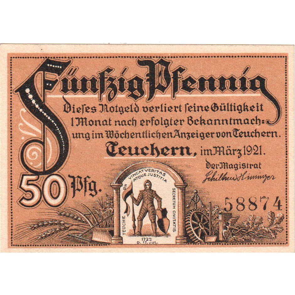 Niemcy, Teuchern, 50 Pfennig, UNC(63)