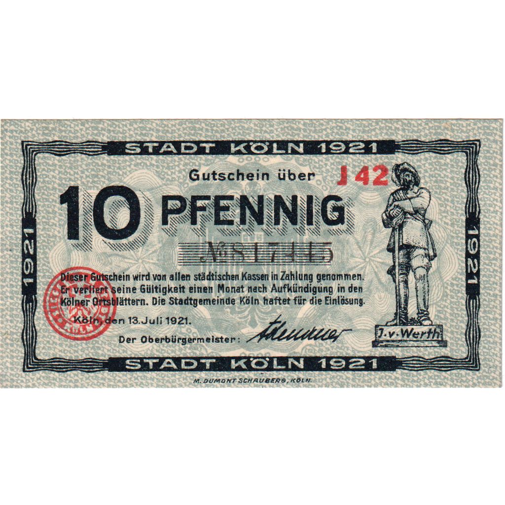 Duitsland, Köln, 10 Pfennig, 1921-07-13, B.44., SUP