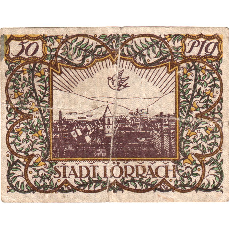 Allemagne, Lörrach Stadt, 50 Pfennig, TB+