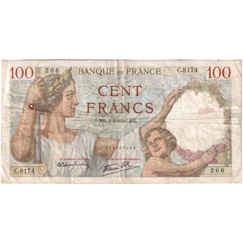 Francia, 100 Francs, Sully, 1940-03-07, C.8174, MB+