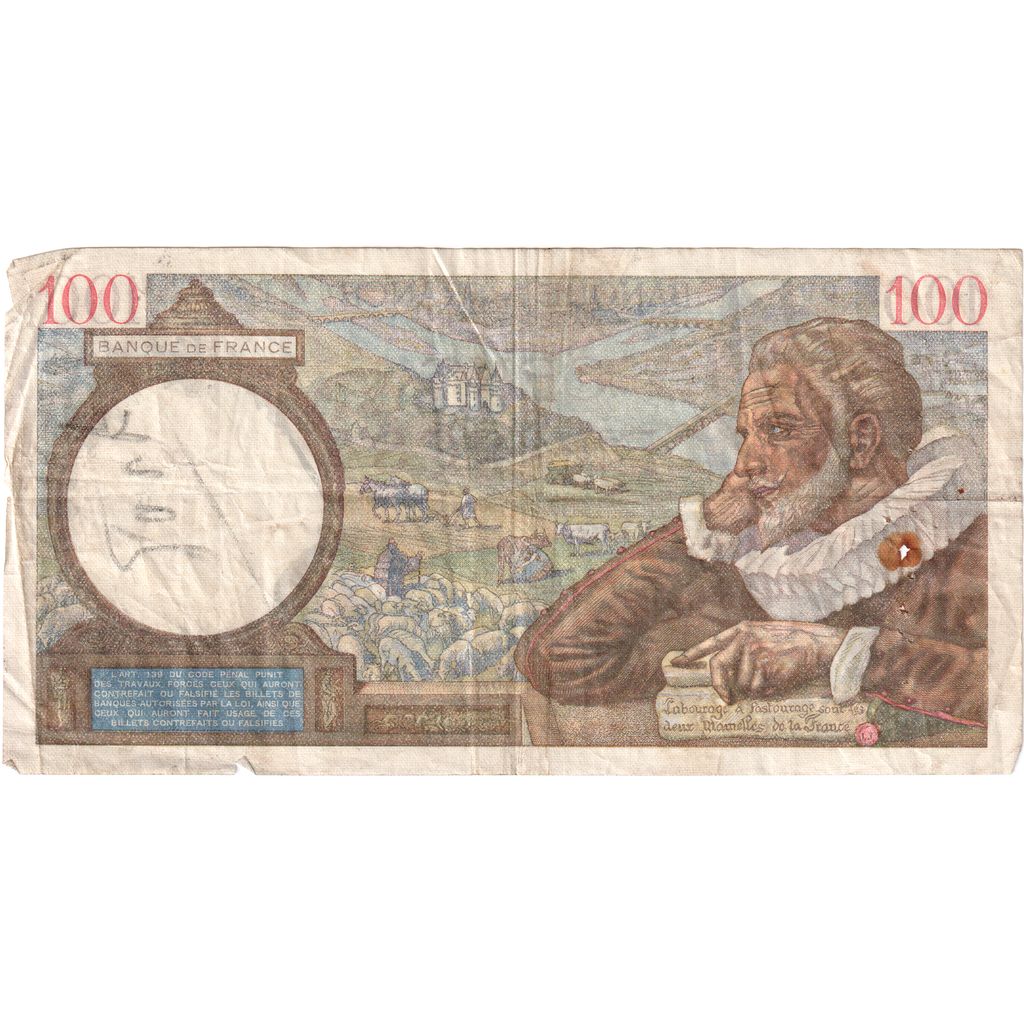 France, 100 Francs, Sully, 1939-12-21, P.5507, VF(30-35)